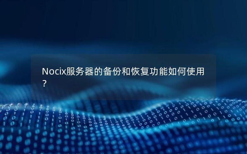 Nocix服务器的备份和恢复功能如何使用？