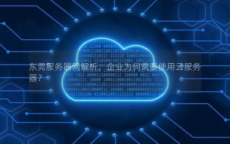 东莞服务器网解析：企业为何需要使用云服务器？