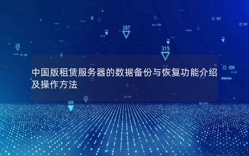 中国版租赁服务器的数据备份与恢复功能介绍及操作方法