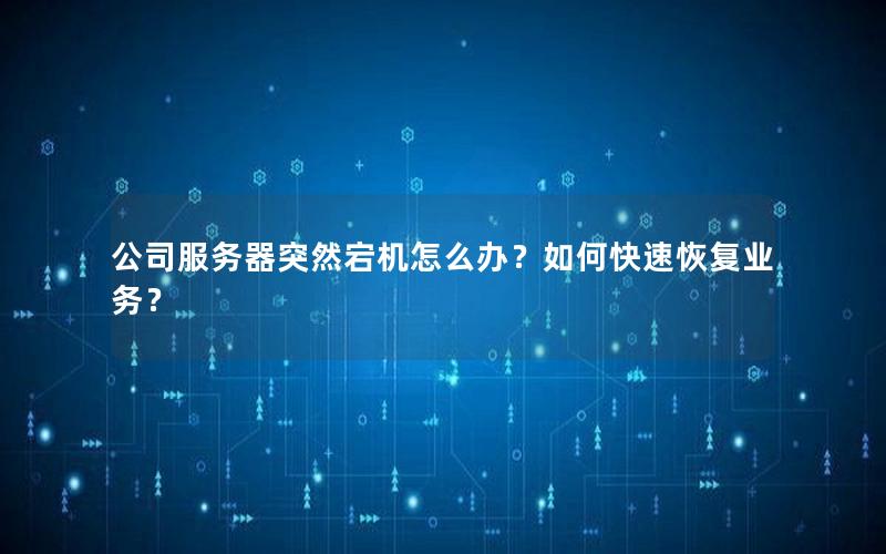 公司服务器突然宕机怎么办？如何快速恢复业务？