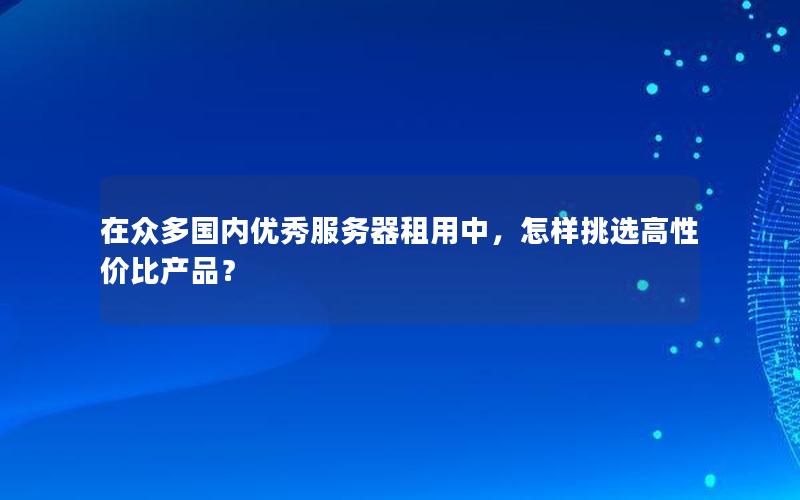 在众多国内优秀服务器租用中，怎样挑选高性价比产品？