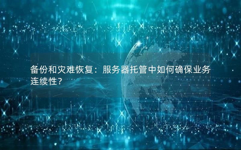备份和灾难恢复：服务器托管中如何确保业务连续性？