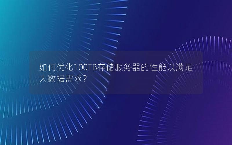 如何优化100TB存储服务器的性能以满足大数据需求？