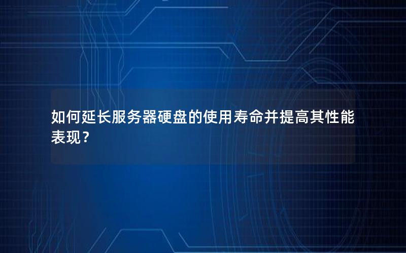 如何延长服务器硬盘的使用寿命并提高其性能表现？