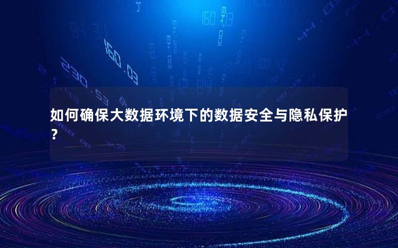 如何确保大数据环境下的数据安全与隐私保护？