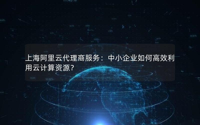 上海阿里云代理商服务：中小企业如何高效利用云计算资源？
