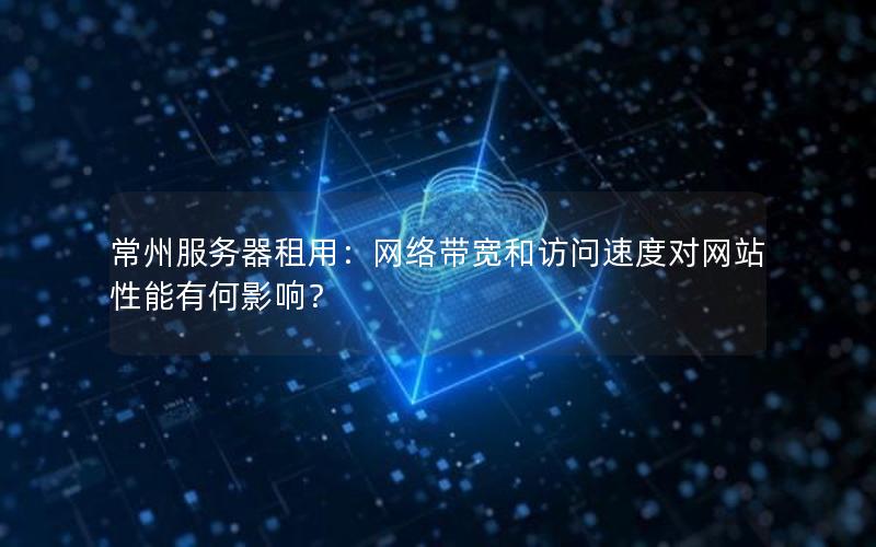 常州服务器租用：网络带宽和访问速度对网站性能有何影响？
