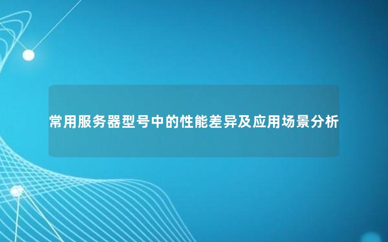 常用服务器型号中的性能差异及应用场景分析