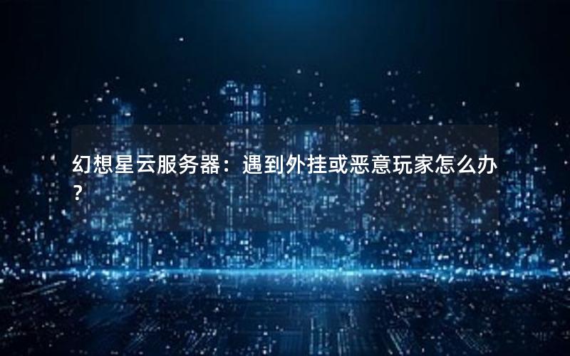 幻想星云服务器：遇到外挂或恶意玩家怎么办？