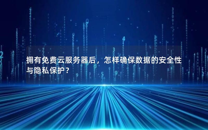 拥有免费云服务器后，怎样确保数据的安全性与隐私保护？