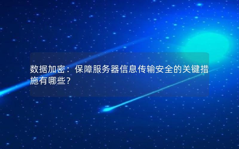数据加密：保障服务器信息传输安全的关键措施有哪些？