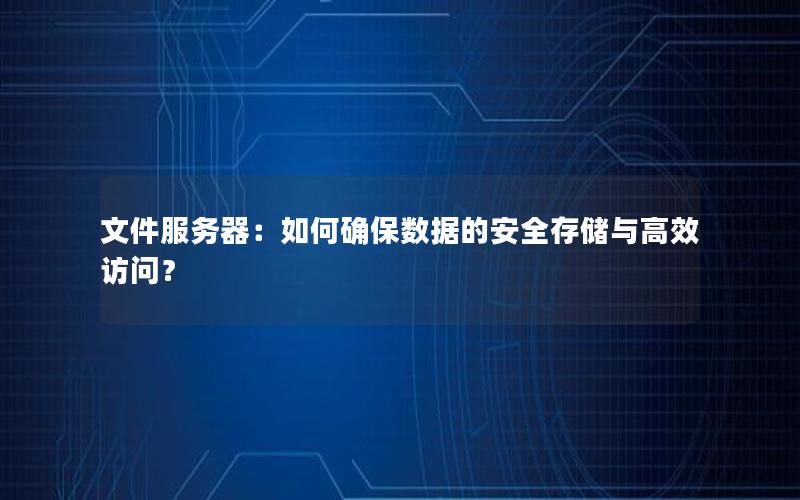 文件服务器：如何确保数据的安全存储与高效访问？