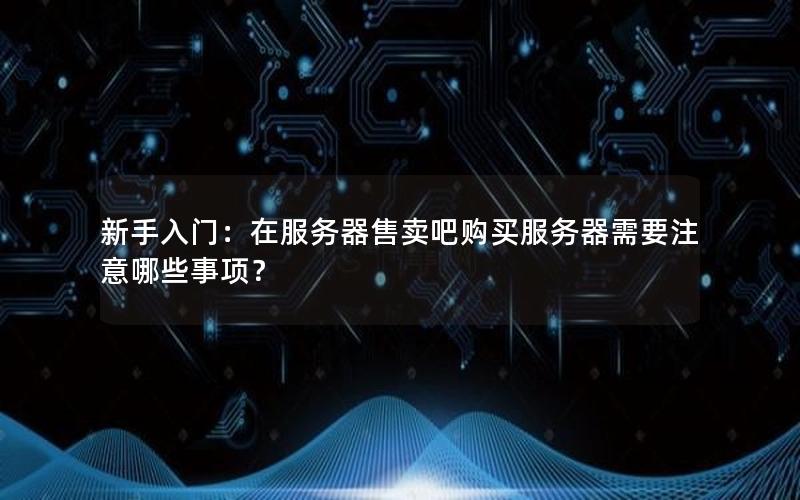 新手入门：在服务器售卖吧购买服务器需要注意哪些事项？