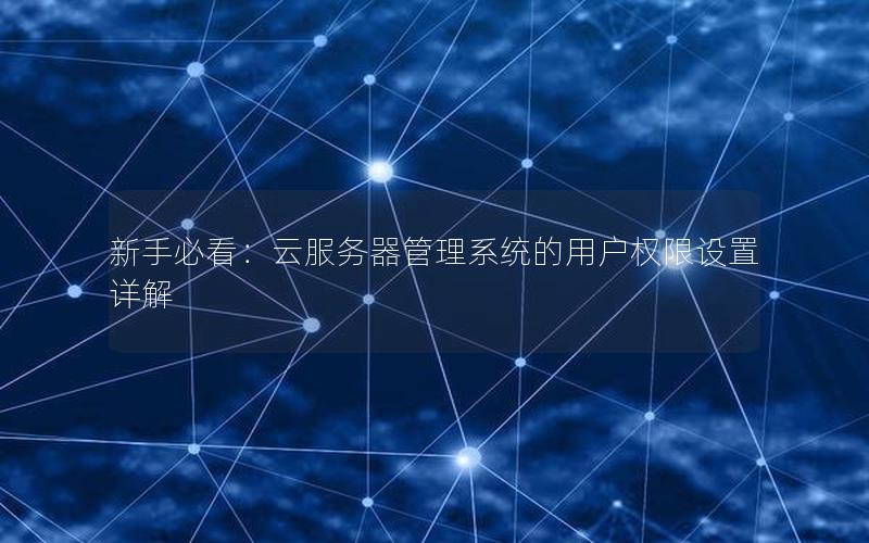新手必看：云服务器管理系统的用户权限设置详解