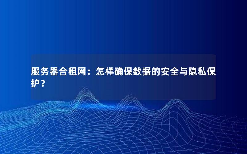 服务器合租网：怎样确保数据的安全与隐私保护？