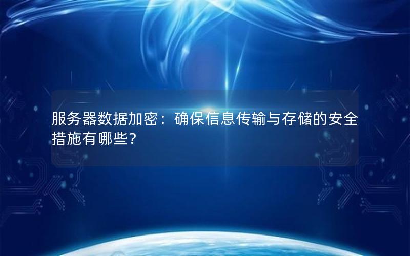 服务器数据加密：确保信息传输与存储的安全措施有哪些？