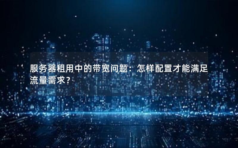 服务器租用中的带宽问题：怎样配置才能满足流量需求？
