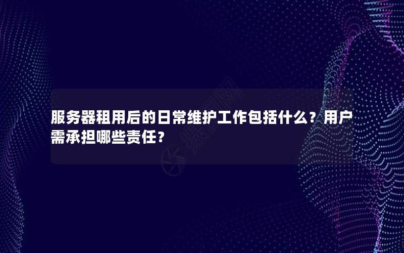 服务器租用后的日常维护工作包括什么？用户需承担哪些责任？