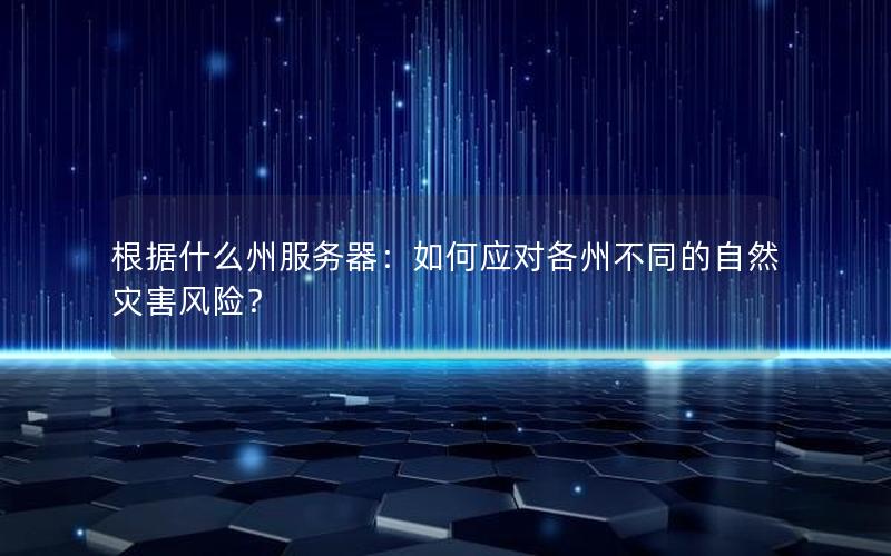 根据什么州服务器：如何应对各州不同的自然灾害风险？