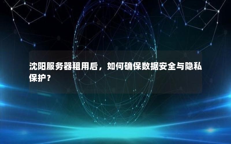 沈阳服务器租用后，如何确保数据安全与隐私保护？
