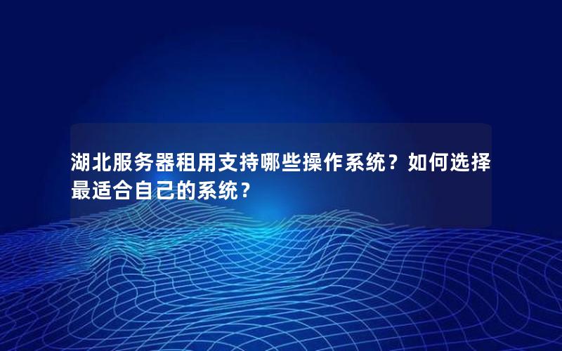 湖北服务器租用支持哪些操作系统？如何选择最适合自己的系统？