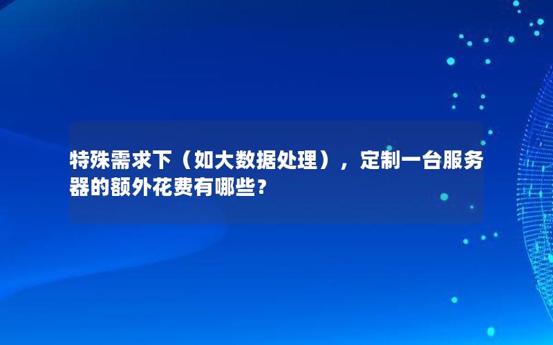特殊需求下（如大数据处理），定制一台服务器的额外花费有哪些？
