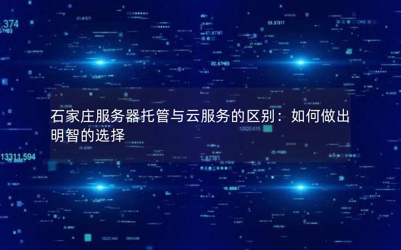 石家庄服务器托管与云服务的区别：如何做出明智的选择