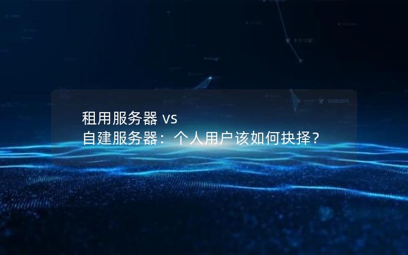 租用服务器 vs 自建服务器：个人用户该如何抉择？