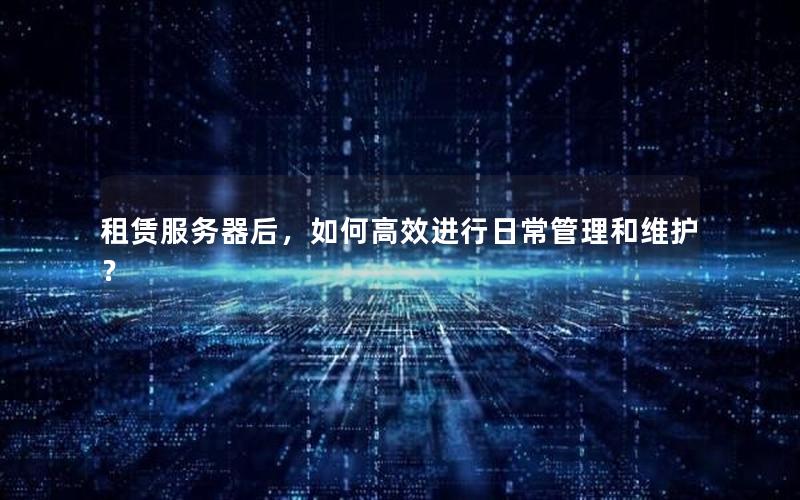 租赁服务器后，如何高效进行日常管理和维护？
