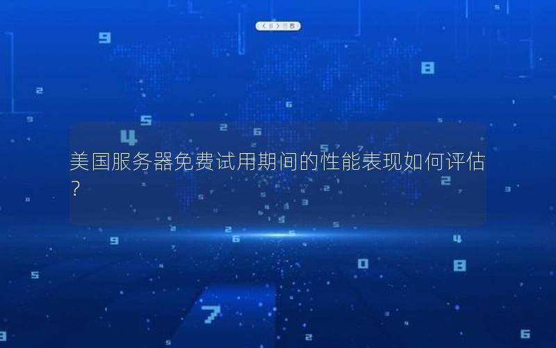 美国服务器免费试用期间的性能表现如何评估？