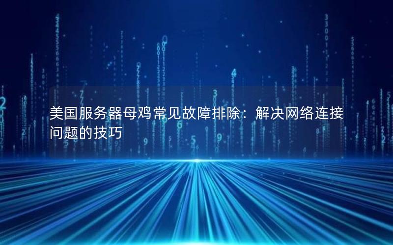 美国服务器母鸡常见故障排除：解决网络连接问题的技巧