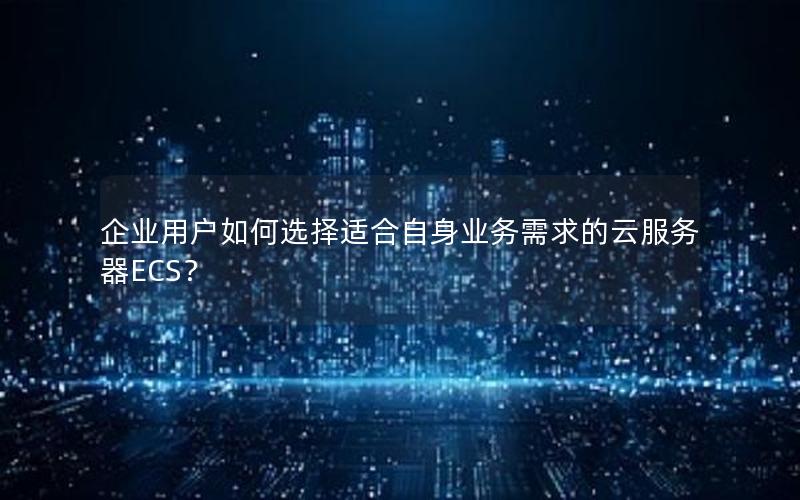 企业用户如何选择适合自身业务需求的云服务器ECS？