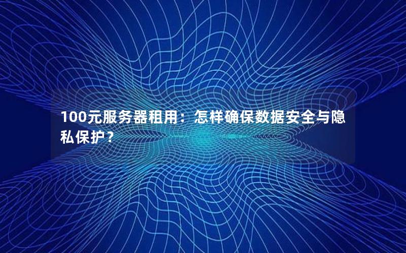 100元服务器租用：怎样确保数据安全与隐私保护？