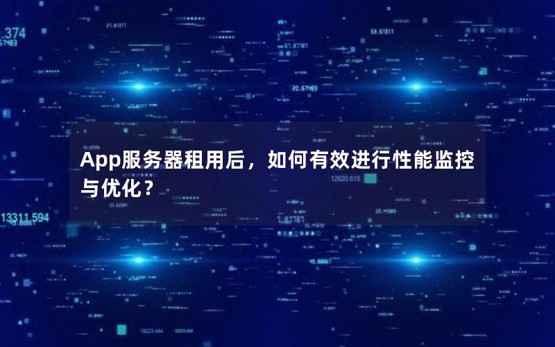 App服务器租用后，如何有效进行性能监控与优化？