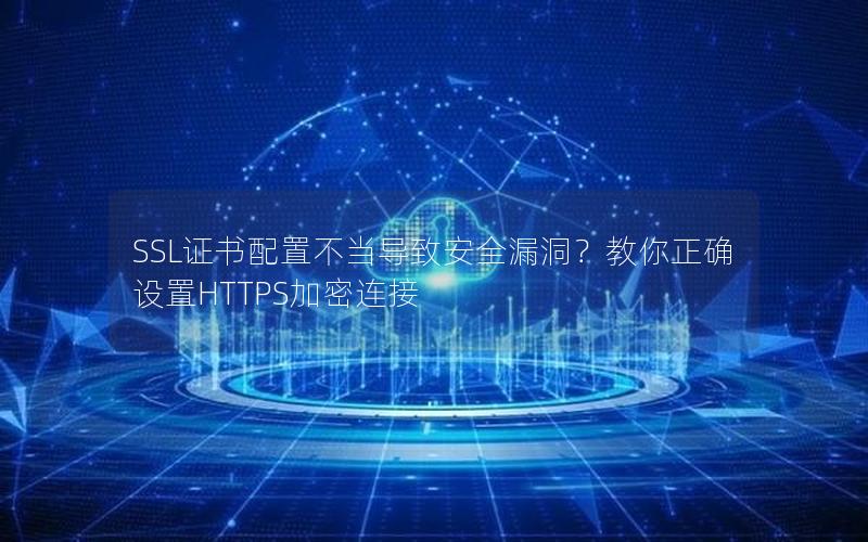 SSL证书配置不当导致安全漏洞？教你正确设置HTTPS加密连接