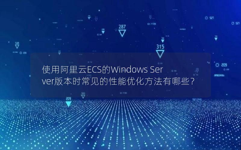 使用阿里云ECS的Windows Server版本时常见的性能优化方法有哪些？