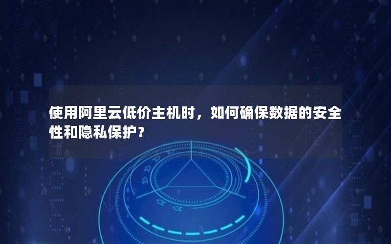 使用阿里云低价主机时，如何确保数据的安全性和隐私保护？