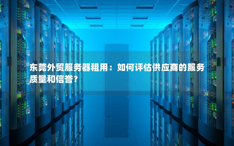 东莞外贸服务器租用：如何评估供应商的服务质量和信誉？
