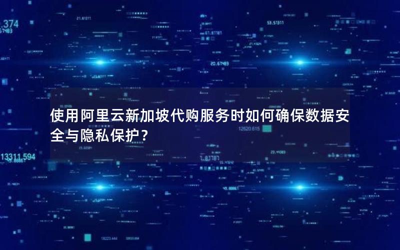 使用阿里云新加坡代购服务时如何确保数据安全与隐私保护？