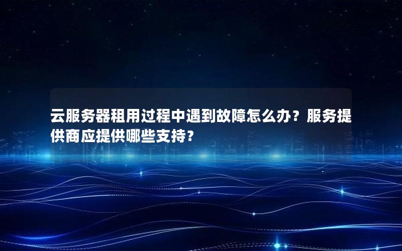 云服务器租用过程中遇到故障怎么办？服务提供商应提供哪些支持？