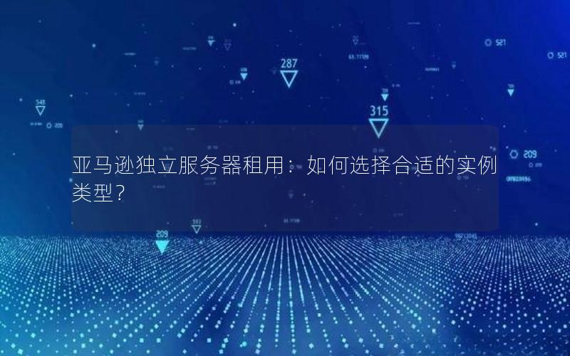 亚马逊独立服务器租用：如何选择合适的实例类型？