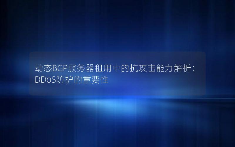 动态BGP服务器租用中的抗攻击能力解析：DDoS防护的重要性