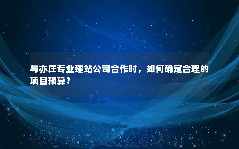 与亦庄专业建站公司合作时，如何确定合理的项目预算？