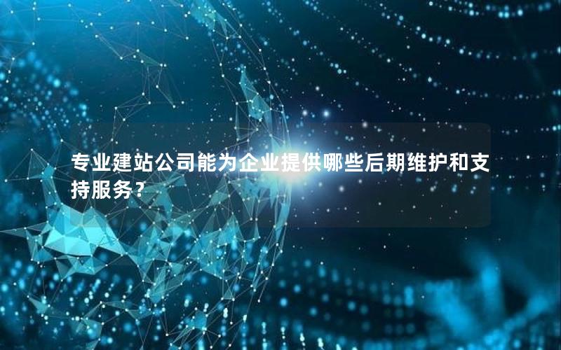 专业建站公司能为企业提供哪些后期维护和支持服务？