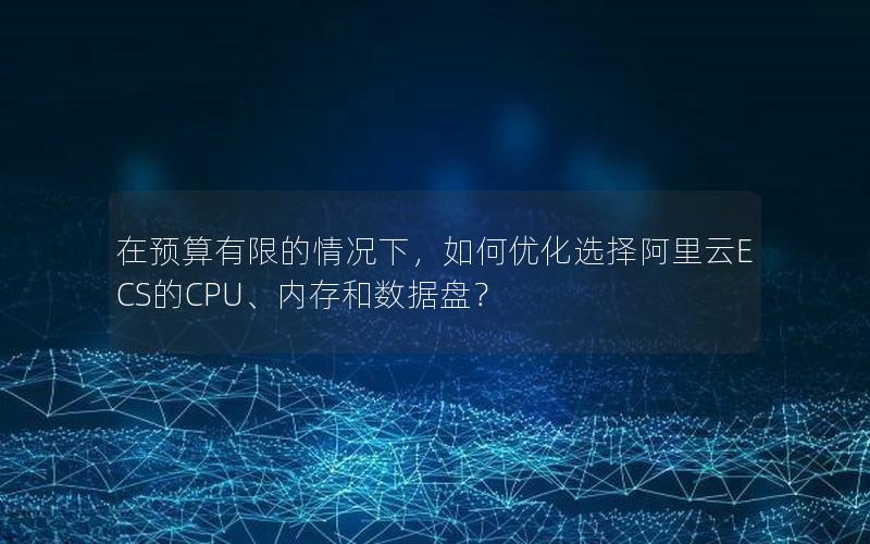 在预算有限的情况下，如何优化选择阿里云ECS的CPU、内存和数据盘？
