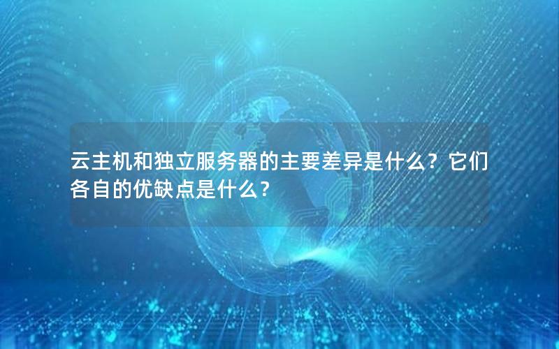 云主机和独立服务器的主要差异是什么？它们各自的优缺点是什么？