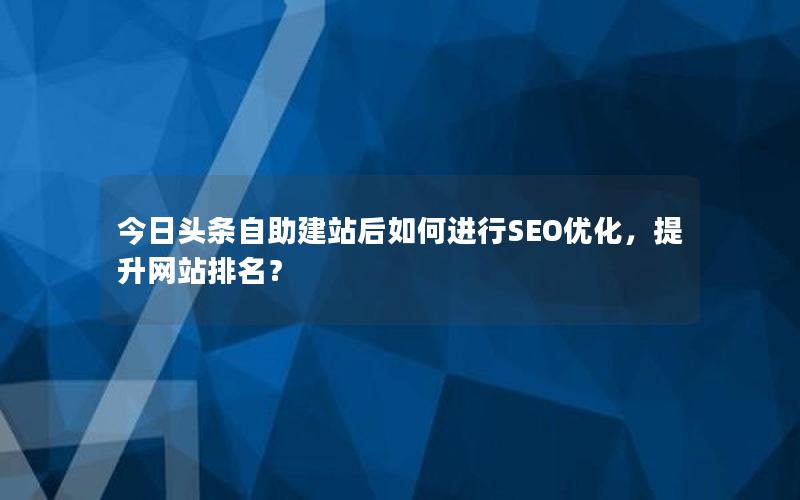 今日头条自助建站后如何进行SEO优化，提升网站排名？