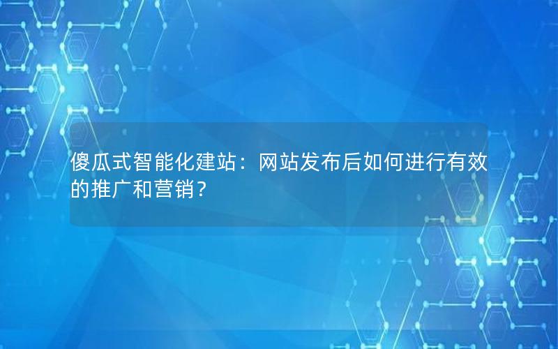 傻瓜式智能化建站：网站发布后如何进行有效的推广和营销？