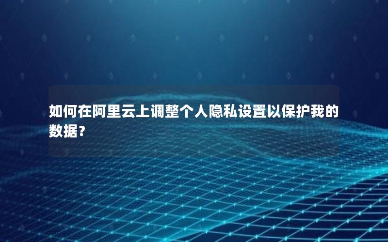 如何在阿里云上调整个人隐私设置以保护我的数据？