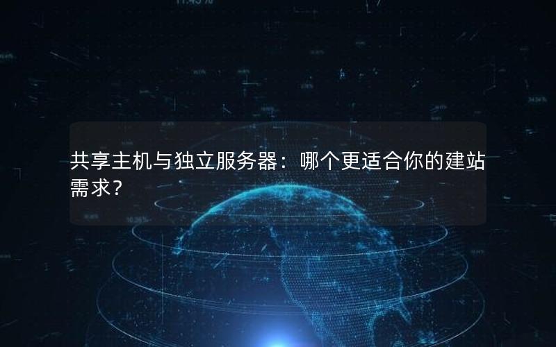 共享主机与独立服务器：哪个更适合你的建站需求？
